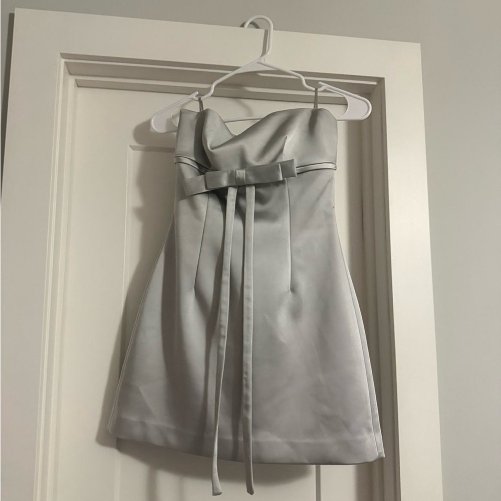 Zara Silver Strapless Prom Dress